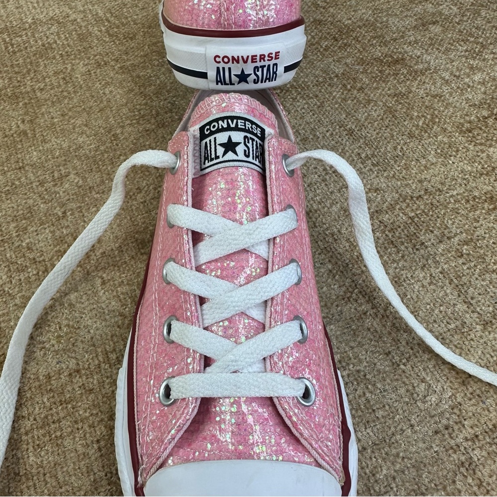 Converse Chuck Taylor All Star Pink Glitter Sneakers Girls Junior 2 - Picture 11 of 13